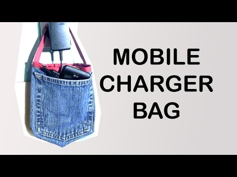 Recycled Jeans Mobile Charger Bag / Easy DIY Bag / Jeans pocket Bag / DIY Bag Vol 13