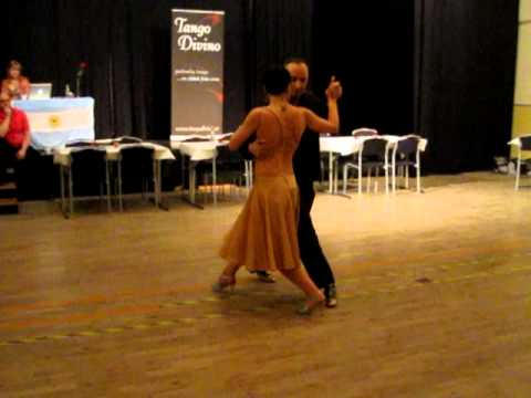 Tihamer Bogdan and Katalin Czidor dancing at milonga Tango Divino in Örebro. April 2012
