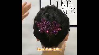 Crystal double flower hair clip