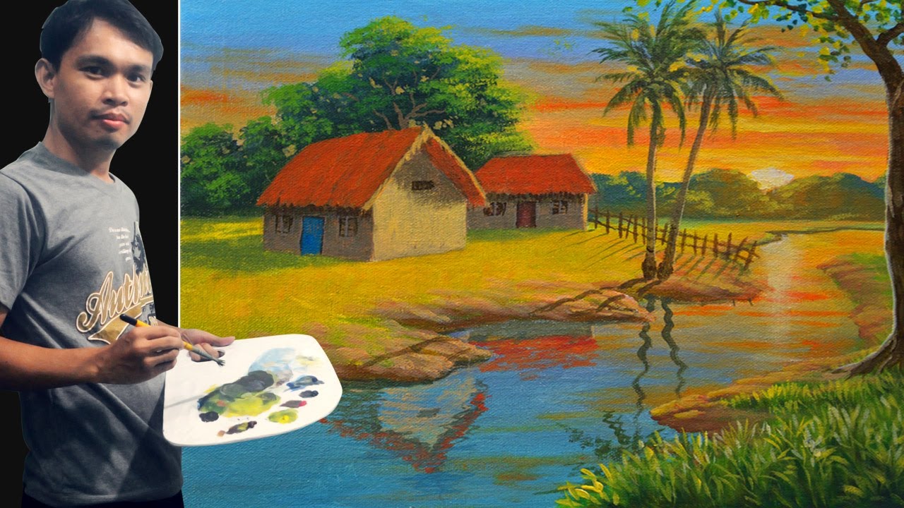 Basic Oil Pastel Painting into Acrylic Painting YouTube