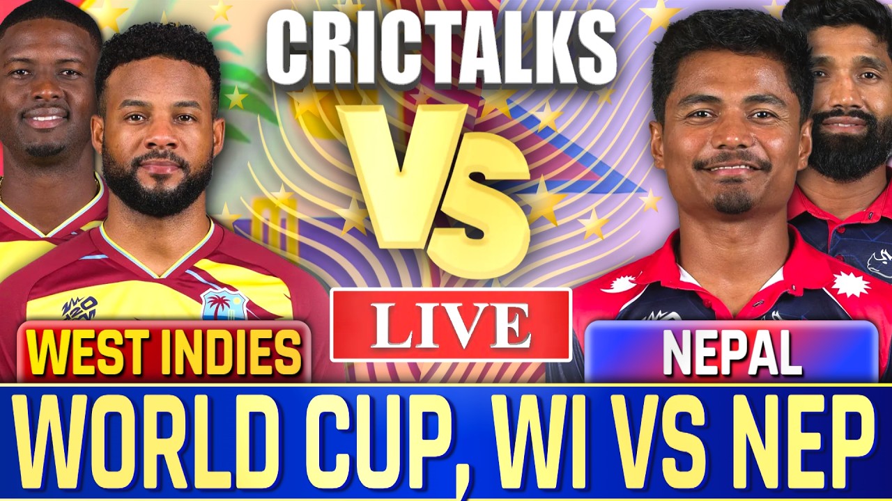 🔴 Cricket Live: WI vs NEP, World Cup, Live Cricket Scores, Commentary, 2nd Innings, Live Match