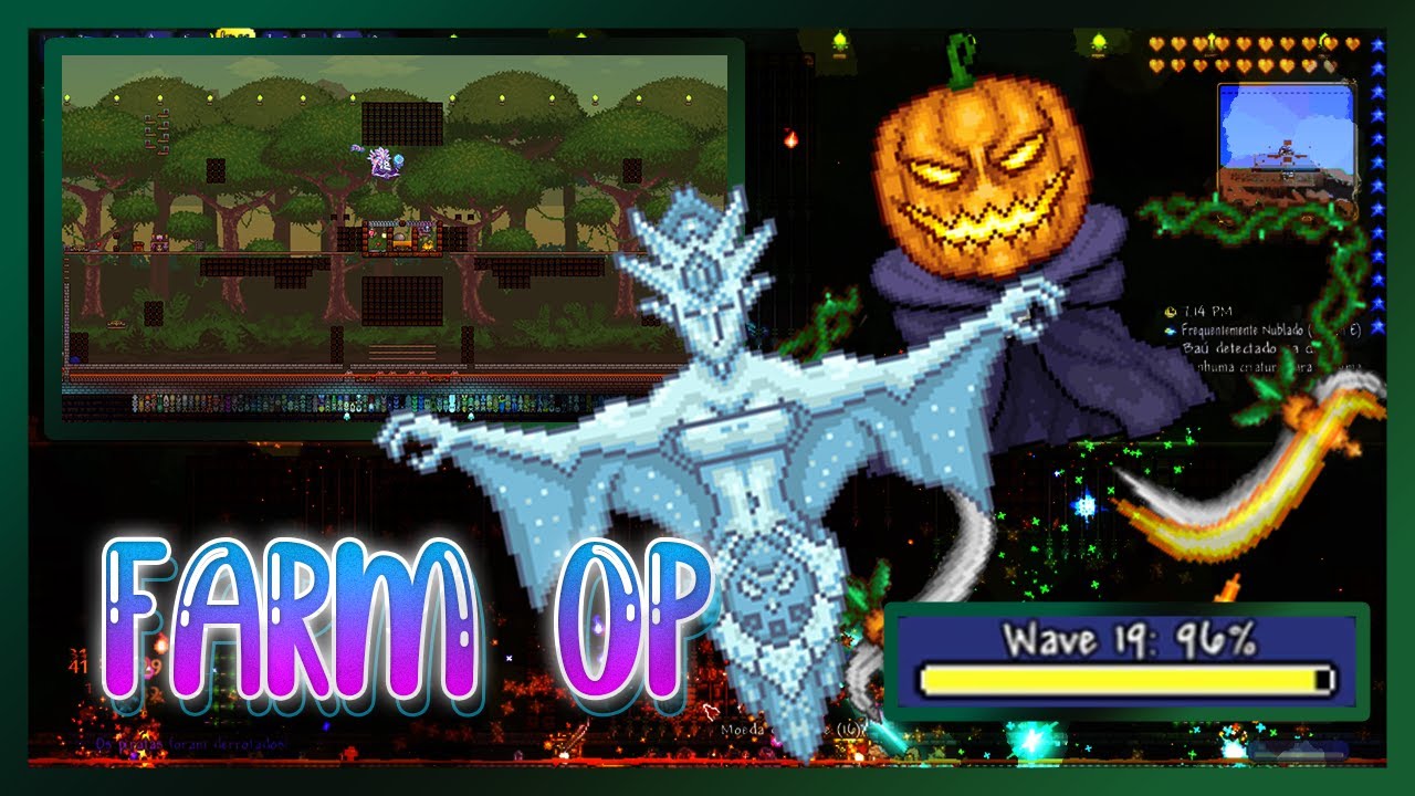 Terraria - Como fazer uma farm SUPER OP para farmar invasões (Frost Moon, Pumpkin Moon e outros)