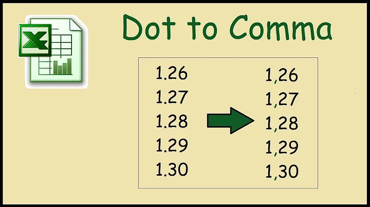 How to replace dots with commas in Excel