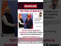 TIKTOK COMING BACK? #tiktok #china #india #shorts #trending #news #finance #chinatoday #tazanews