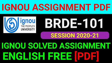BRDE-101 Solved Assignment 2021, BRDE 101 Solved Assignment 2020-21 in English, BRDE 101 Assignment