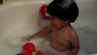 Jake's first bubble bath