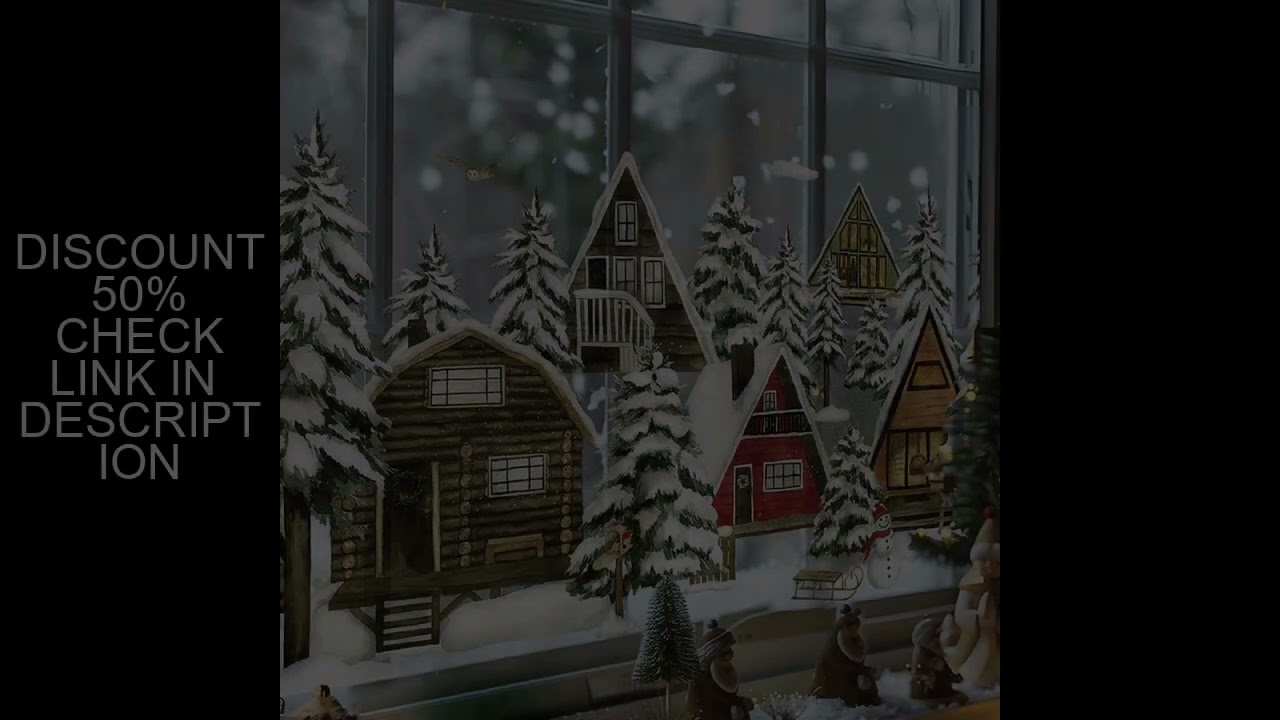 Chirstmas Window Film Double-Sided Viewable, Reusable Static Cling Window Stickers Woodland Animal D