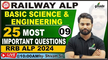 RRB ALP & Tech Physics🤩25 Most Important PYQ | #9 | Basic Science Eng.| By Shivam Sir #alp  #gmade