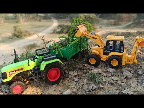 Jcb loading wood tractor trolley | Tata truck | mini tractor video | gadi wala video | Toys cartoon