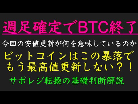 11/14ビットコイン週足確定で終了のお知らせ。今後ビットコインは最高値まで戻るのか
