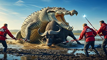 Unbelievable Wildlife Rescue: Monster Croc vs Buffalo | Buffalo Pulled Into Water by Crocodile