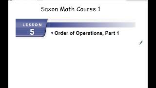 Saxon Math Course 1 Lesson 5
