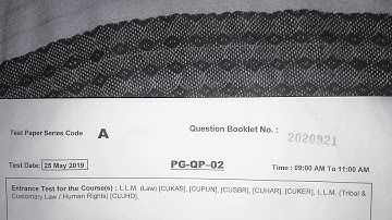 CUCET LAW/LLM QUESTION PAPER 2019