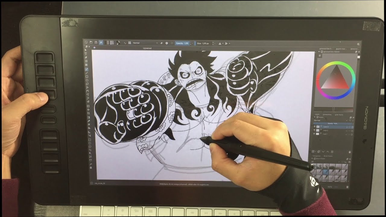 Gaomon Pd1560 Pen Tablet Unboxing Drawing Luffy Gear 4th Boundman Youtube