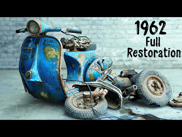 Full Restoration 60 years Old 1962 Vespa Scooter - Full Timelapse class=