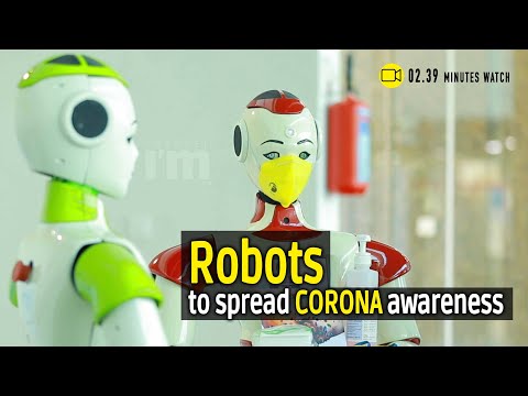 Robots spreading awareness on Corona outbreak