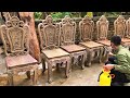 Making Exquisitely Carved Ebony Chairs // How to Bleach and Spray with PU paint For Ebony Chairs?