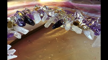 83. Free Form Resin Geode. Part 3. Unmolding, Adding Quartz Crystals/Amethyst and Glitter