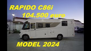 A new luxury Integral Motorhomr Rapido C86i, a family camper model 2024.