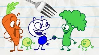 Pencilmiss Loves Veggies! -in- A HARD ACT TO SWALLOW - Pencilmation Cartoons