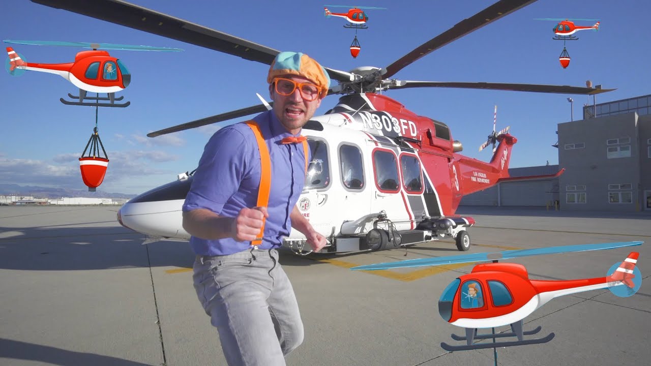 Blippi Fire Helicopter : Blippi has videos about airplanes for kids