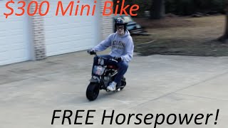 Here's a video of some inexpensive mods we do to $300 mini bike from
sears. it was extremely slow, so felt the need fix that by making
header, modi...