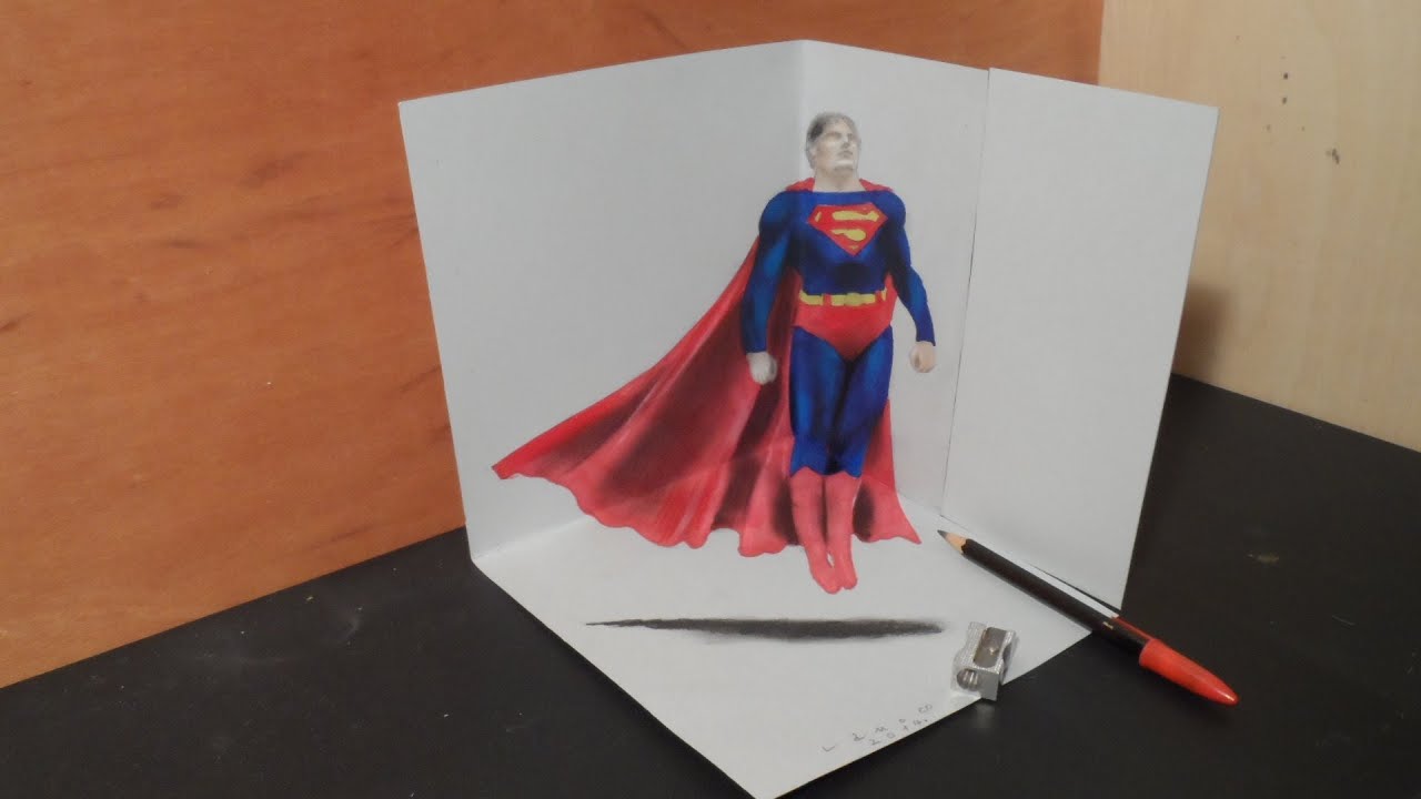 ⁣Art Drawing 3D Superman, How to Draw 3D Heroes, Artistic Graphic Heroes