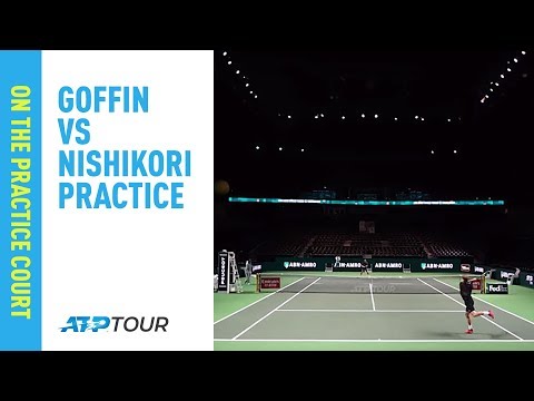 David Goffin v Kei Nishikori practice session