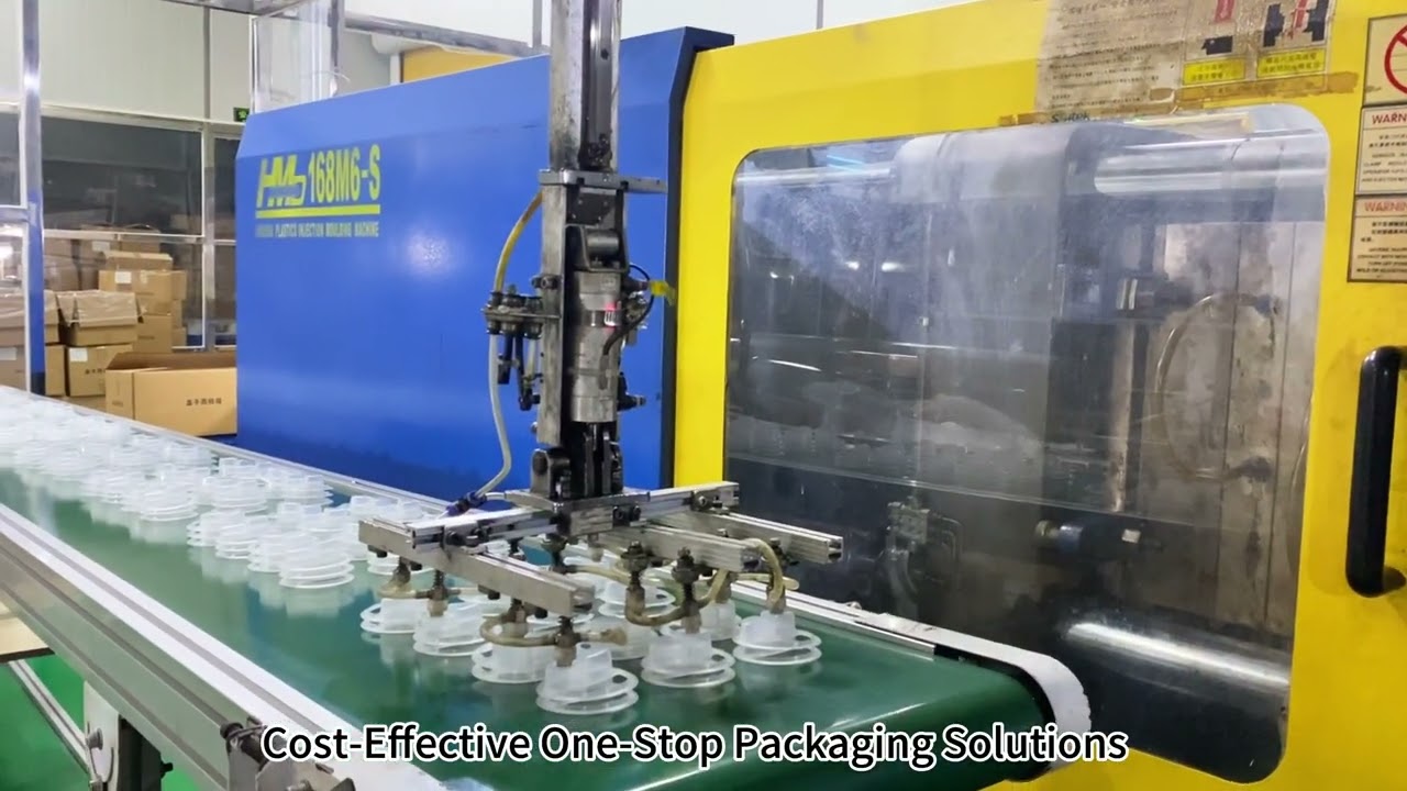 Automatic in-mold labeling production line CCD visual inspection, and automatic stacking system