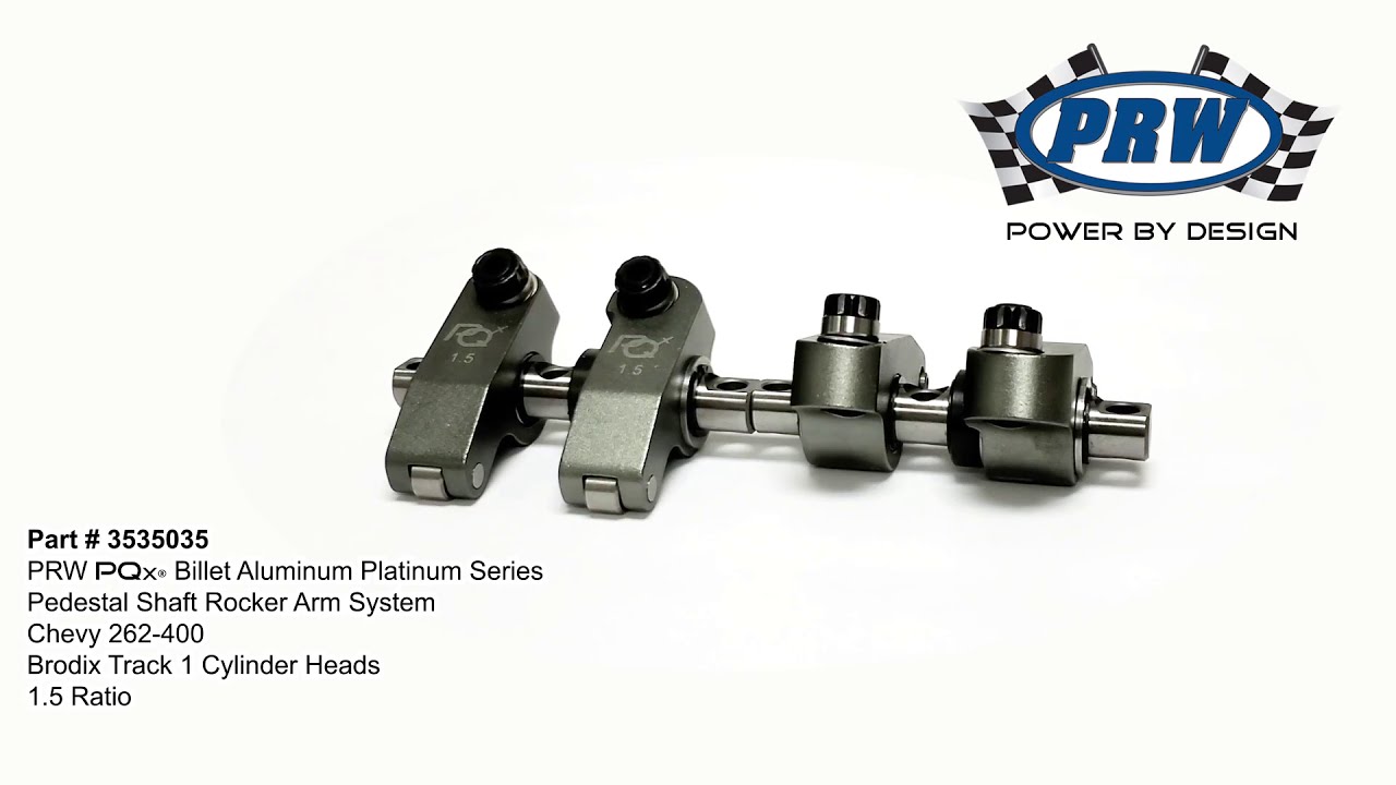 PRW PQx Series Aluminum Shaft Rocker Arm System: 3535035 Small Block Chevy w/ Brodix Track 1 Heads