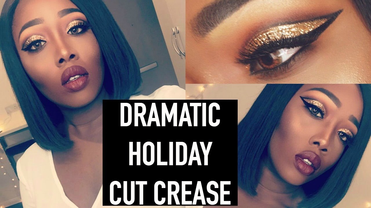 GOLD CUT CREASE HOLIDAY MAKEUP TUTORIAL GLITTER CUT CREASE YouTube