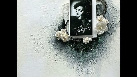 "Sincerely, Loretta Young" Vintage Mixed Media Scrapbook Layout Tutorial - Black and White