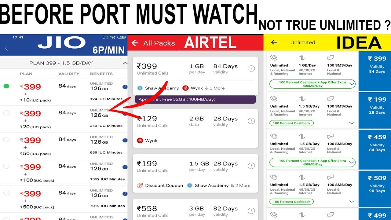 JIO VS AIRTEL VS IDEA PLANS COMPARISON YouTube JIO VS AIRTEL VS IDEA PLANS COMPARISON YouTube