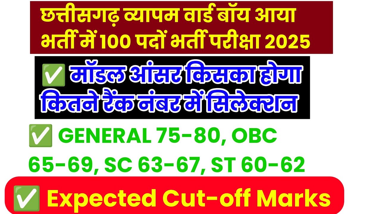 CG Vyapam Ward Boy Aaya Exam 2025 || Paper Review, Difficulty Level & Cut Off Marks Estimate