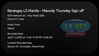 Baran Ls 97.1 Manila - Maundy Thursday Sign Off April,1-2,2026 Holy Week 2026