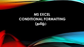 conditional formatting in Excel Tamil#
