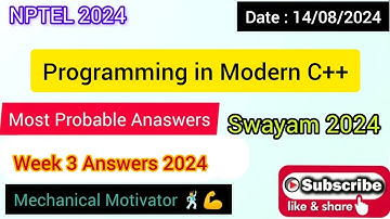 Programming in Modern C++ | WEEK 3 Quiz | Assignment 3 Solution | NPTEL | SWAYAM 2024