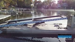 Waters Edge Dock & Hoist Barge Work Removing Dock In Livingston County