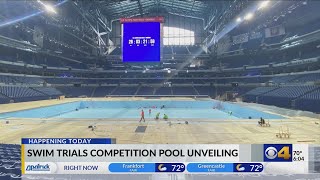 We're finally getting a sneak peak at the Olympic-sized pool inside of Lucas Oil Stadium, you heard
