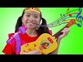 Wendy Pretend Play w/ Guitar Toy as Disney Princess Elena & Sings Nursery Rhymes Kids Songs