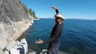 Searching for A new Spot to Fish on the Lake Tahoe Shoreline (CA)