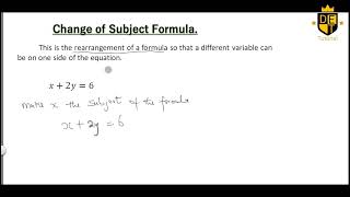 Change of subject formula 1