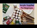 Acrylic Painting Supplies for beginners || Basic supplies for Acrylic paint |Essential art supplies