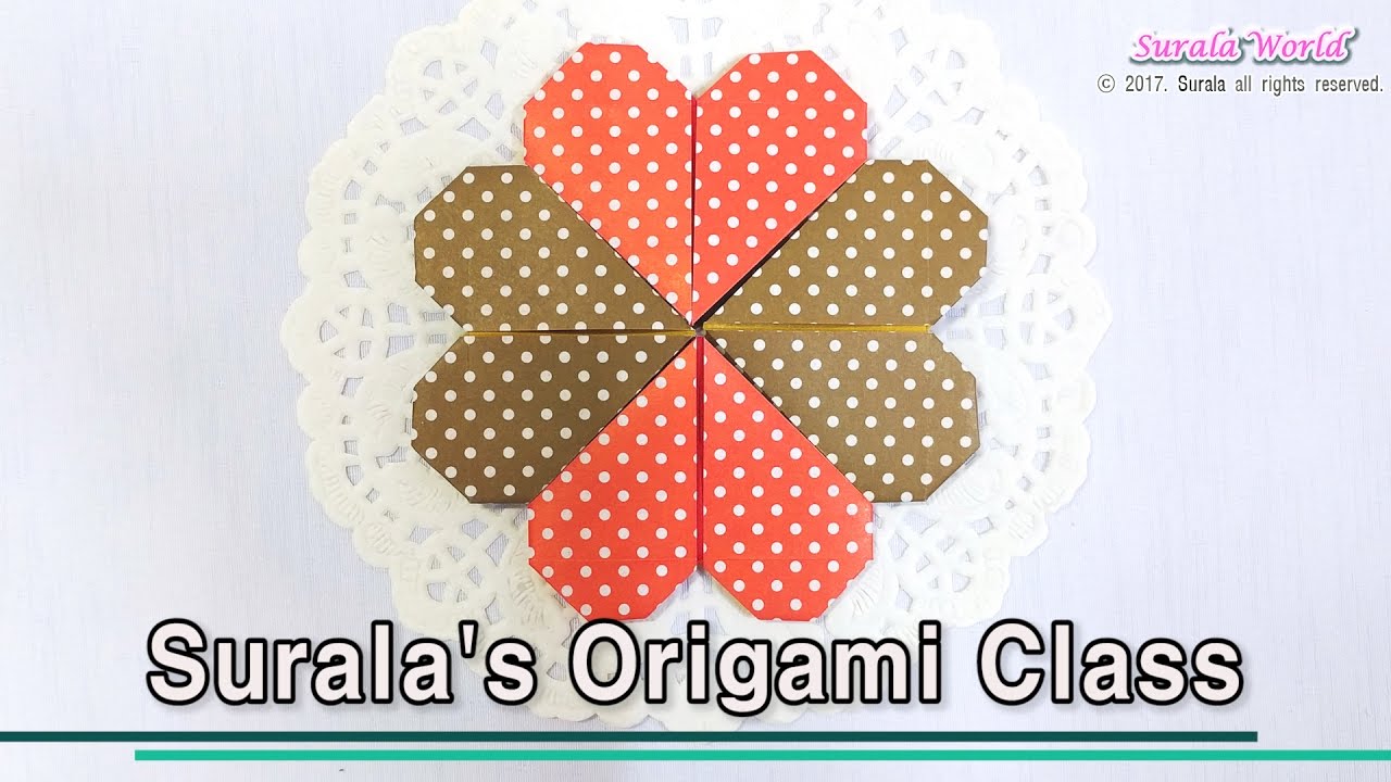Origami - Heart coaster (fourleaf clover) - YouTube