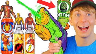 Superhero Drinks IN SUPER SOAKER! WHO IS MOST POWERFUL? Iron Man VS Hulk + Flash VS Reverse Flash