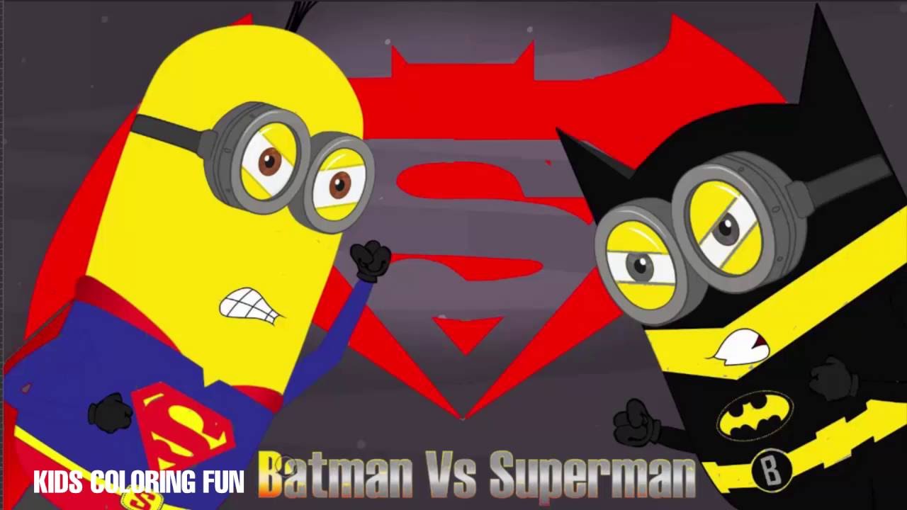 BATMAN vs SUPERMAN version MINIONS Coloring Book Pages for Learning Colors  Batman Chibi #02 - YouTube