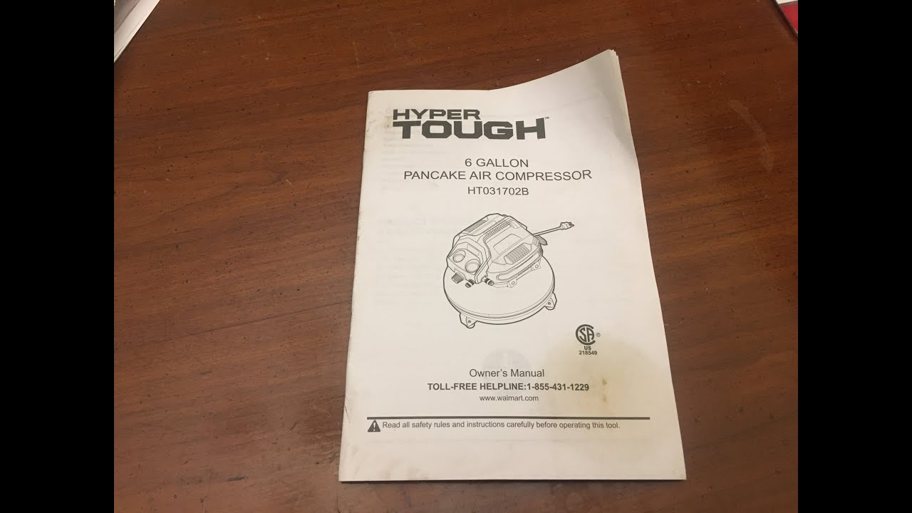 Let's read the manual Hyper Tough 6 Gallon Air Compressor HT031702B - YouTube