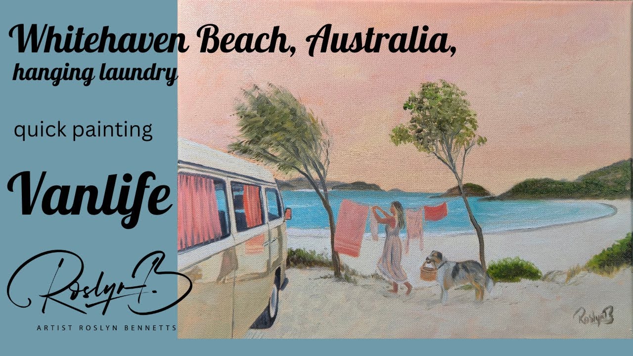 Whitehaven Beach, Australia. Quick Oil Painting. Minimal Colour Pallet.