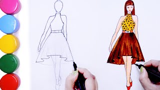 How to Draw Barbie Dress | Step by Step Drawing Fashion Figure | Learn to Draw Barbie Fashion