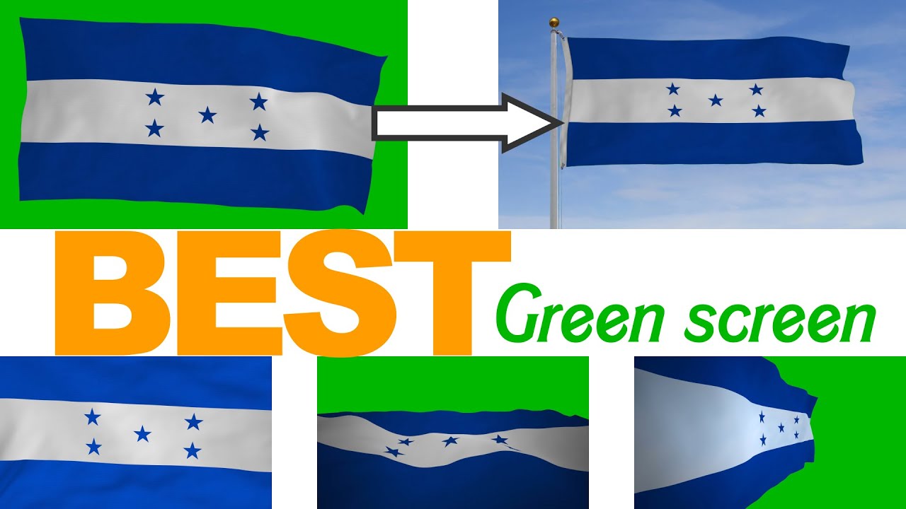 Full HD Honduras flag waving over green screen. (5 Different views).